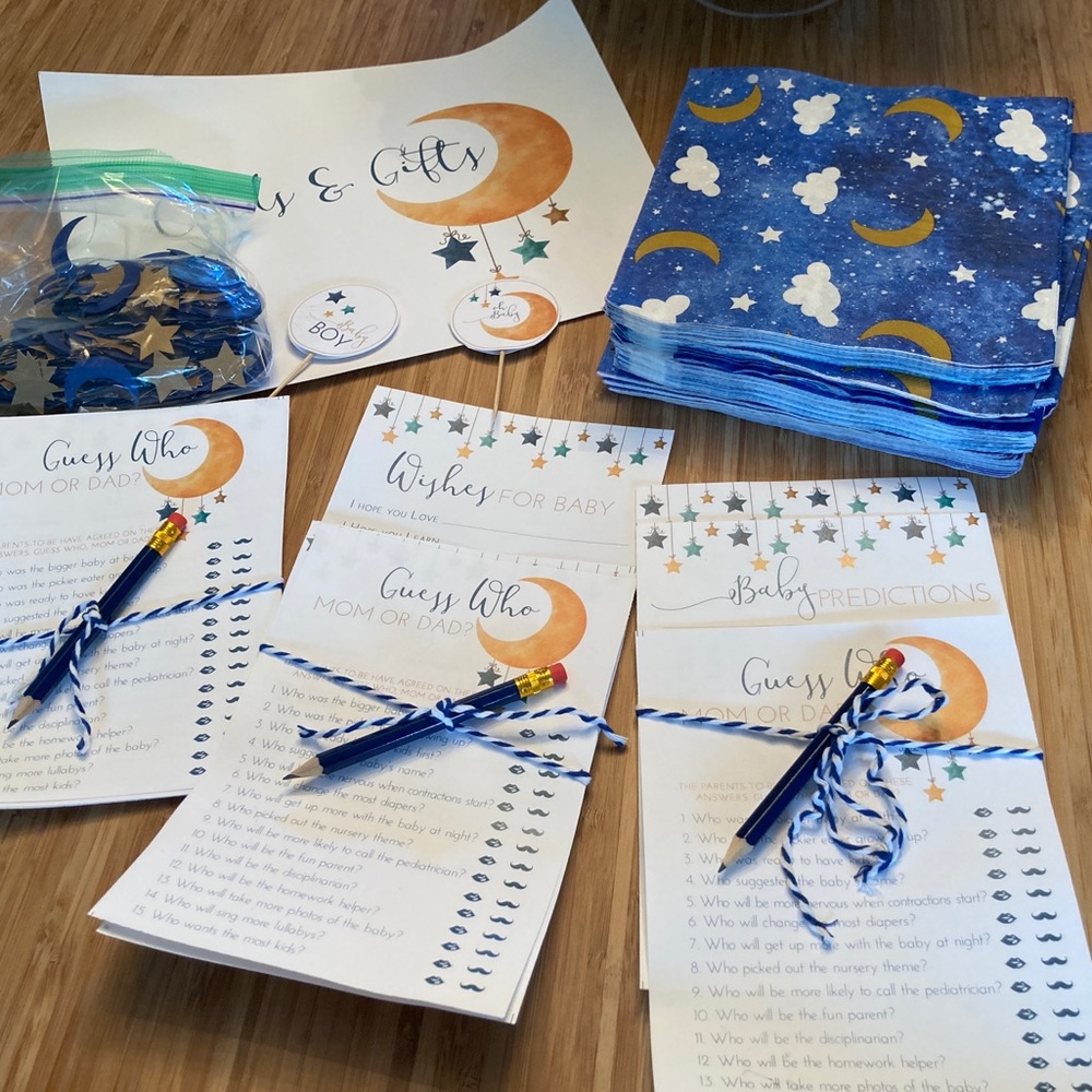 Baby Boy Over The Moon Shower Decor